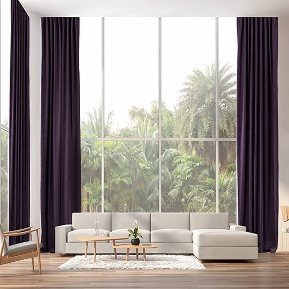 3S Brother's Extra Long Room Darkening 108" Length Faux Velvet Purple Curtain Drapes - Hanging Back Tab 5-25 Feet Custom Made ( 1 Panel ) - Made in Turkey (52"Wx108"L)