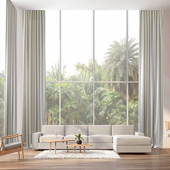 3S Brother's Extra Long Room Darkening 240" Length Faux Velvet White Curtain Drapes - Hanging Back Tab 5-25 Feet Custom Made ( 1 Panel ) - Made in Turkey (52"Wx240"L)