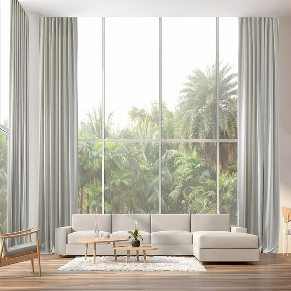 3S Brother's Extra Long Room Darkening 252" Length Faux Velvet Ecru Curtain Drapes - Hanging Back Tab 5-25 Feet Custom Made Curtains ( 1 Panel ) - Made in Turkey (52"Wx252"L)