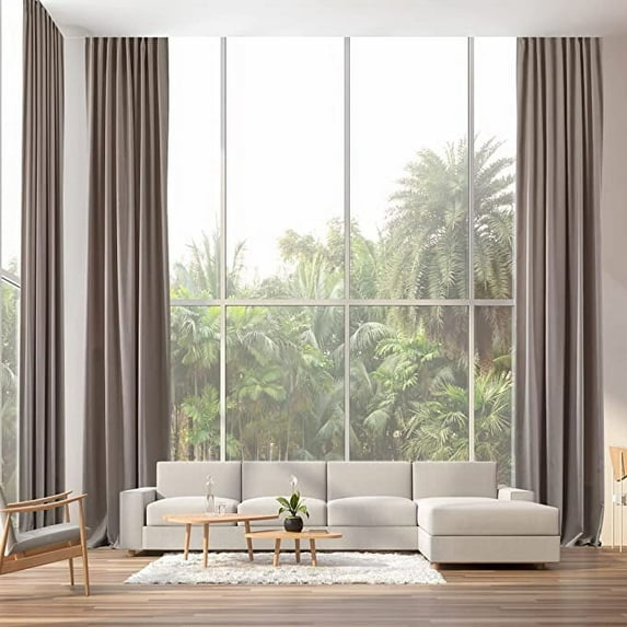 3S Brother's Extra Long Room Darkening 72" Length Faux Velvet Light Stone Curtain Drapes - Hanging Back Tab 5-25 Feet Custom Made ( 1 Panel ) - Made in Turkey (52"Wx72"L)