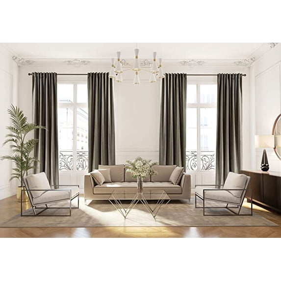3S Brother's Extra Long Solid Luxury Matte Velvet Soft Curtain Khaki Single Panel Hanging Back Tap & Rod Pocket Home Décor 5-25 Feet Custom Made Curtains -Made in Turkey Each(52"x180")