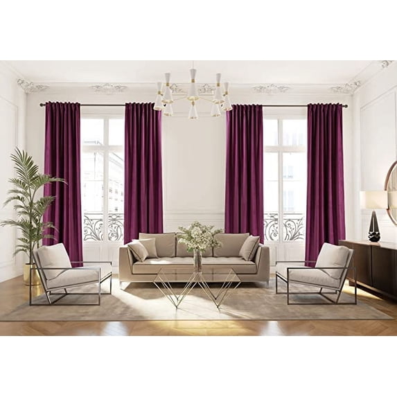 3S Brother's Extra Long Solid Luxury Matte Velvet Soft Curtain Magenta-Pink Single Panel Hanging Back Tap & Rod Pocket Home Décor 5-25 Feet Custom Made Curtains -Made in Turkey Each(52"x84")