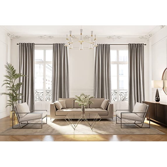 3S Brother's Extra Long Solid Luxury Matte Velvet Soft Curtain Seashell Single Panel Hanging Back Tap & Rod Pocket Home Décor 5-25 Feet Custom Made Curtains -Made in Turkey Each(52"x63")
