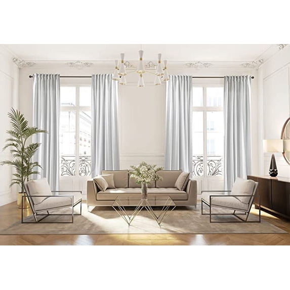 3S Brother's Extra Long Solid Luxury Matte Velvet Soft Curtain White Single Panel Hanging Back Tap & Rod Pocket Home Décor 5-25 Feet Custom Made Curtains -Made in Turkey Each(52"x108")