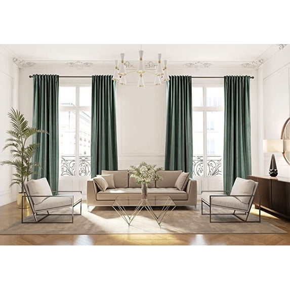 3S Brother's Extra Long Solid Luxury Matte Velvet Soft Curtain Xanadu Single Panel Hanging Back Tap & Rod Pocket Home Décor 5-25 Feet Custom Made Curtains -Made in Turkey Each(52"x108")