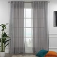 thumbnail image 1 of 3S Brother's Grey Linen Look Extra Long Set of 2 Panels Sheer Curtains Rod Pocket & Back Tab Home Décor Window Custom Made Drapes 10-30 Ft. Long -Made in Turkey Each Panel (100"W x 84"L), 1 of 6
