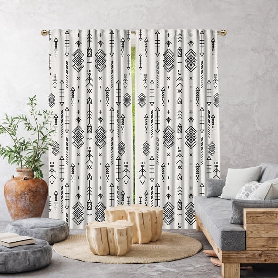 3S Brother's Home Décor Curtains BOHO Design Set of 2 Panels Velvet Look Hanging Back Tap and Rod Pocket Décor Nursery Room Bedroom Kitchen Window - Made in Turkey 32White (52"Wx63"L)