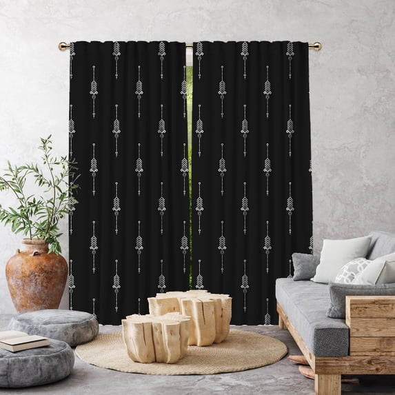 3S Brother's Home Décor Curtains BOHO Design Set of 2 Panels Velvet Look Hanging Back Tap and Rod Pocket Décor Nursery Room Bedroom Kitchen Window - Made in Turkey 35Black (52"Wx72"L)