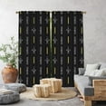 thumbnail image 1 of 3S Brother's Home Décor Curtains BOHO Design Set of 2 Panels Velvet Look Hanging Back Tap and Rod Pocket Décor Nursery Room Bedroom Kitchen Window - Made in Turkey 37Black (52"Wx95"L), 1 of 6