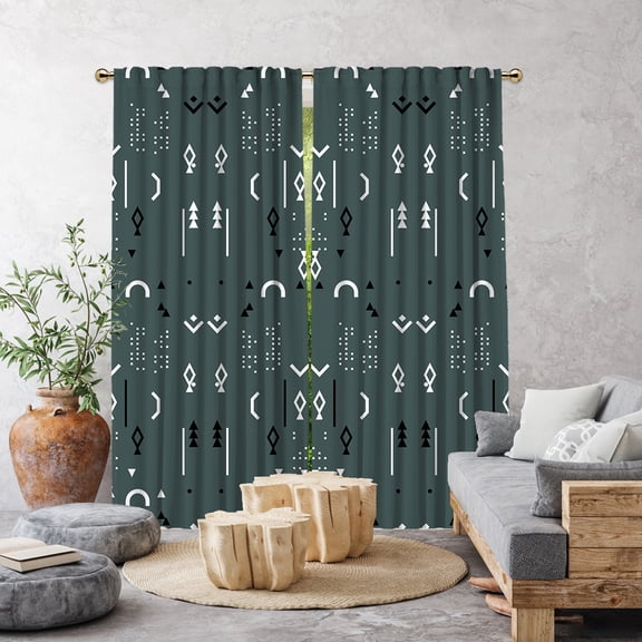 3S Brother's Home Décor Curtains BOHO Design Set of 2 Panels Velvet Look Hanging Back Tap and Rod Pocket Décor Nursery Room Bedroom Kitchen Window - Made in Turkey 33DP-Green (52"Wx63"L)
