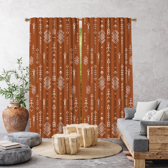 3S Brother's Home Décor Curtains BOHO Design Set of 2 Panels Velvet Look Hanging Back Tap and Rod Pocket Décor Nursery Room Bedroom Kitchen Window - Made in Turkey 32Brick (52"Wx84"L)