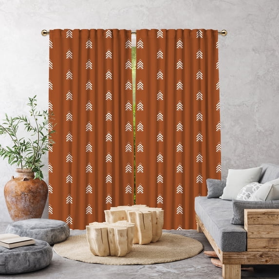 3S Brother's Home Décor Curtains BOHO Design Set of 2 Panels Velvet Look Hanging Back Tap and Rod Pocket Décor Nursery Room Bedroom Kitchen Window - Made in Turkey 31Brick (52"Wx72"L)