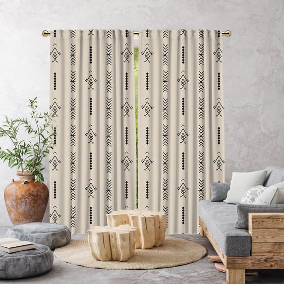 3S Brother's Home Décor Curtains BOHO Design Set of 2 Panels Velvet Look Hanging Back Tap and Rod Pocket Décor Nursery Room Bedroom Kitchen Window - Made in Turkey 37Ecru (52"Wx84"L)