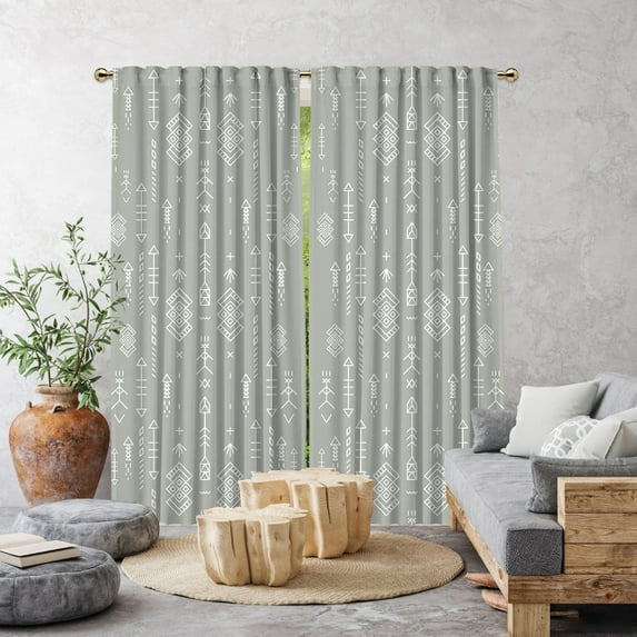 3S Brother's Home Décor Curtains BOHO Design Set of 2 Panels Velvet Look Hanging Back Tap and Rod Pocket Décor Nursery Room Bedroom Kitchen Window - Made in Turkey 32Grey (52"Wx108"L)