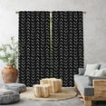 thumbnail image 1 of 3S Brother's Home Décor Curtains BOHO Design Set of 2 Panels Velvet Look Hanging Back Tap and Rod Pocket Décor Nursery Room Bedroom Kitchen Window - Made in Turkey 30Black (52"Wx72"L), 1 of 6
