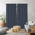 thumbnail image 1 of 3S Brother's Home Décor Curtains BOHO Design Set of 2 Panels Velvet Look Hanging Back Tap and Rod Pocket Décor Nursery Room Bedroom Kitchen Window - Made in Turkey 30Nav-Blue (52"Wx95"L), 1 of 6
