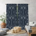 thumbnail image 1 of 3S Brother's Home Décor Curtains BOHO Design Set of 2 Panels Velvet Look Hanging Back Tap and Rod Pocket Décor Nursery Room Bedroom Kitchen Window - Made in Turkey 32Nav-Blue (52"Wx95"L), 1 of 6