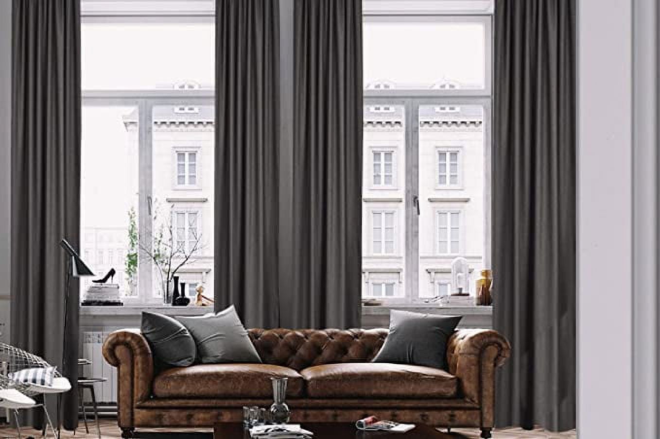 3S Brother's Home Decorative Anthracite Curtains Extra Wide Extra Long Luxury Colors Linen Look Custom Made 5-25 Feet Made in Turkey Hang Back Tab ( 1 Panel ) Home Décor (52"Wx84"L)