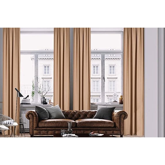 3S Brother's Home Decorative Barley Curtains 100" Wide Extra Long Luxury Colors Linen Look Custom Made 5-25 Feet Made in Turkey Hang Back Tab & Rod Pocket Single Panel Home Décor (100"Wx216"L)