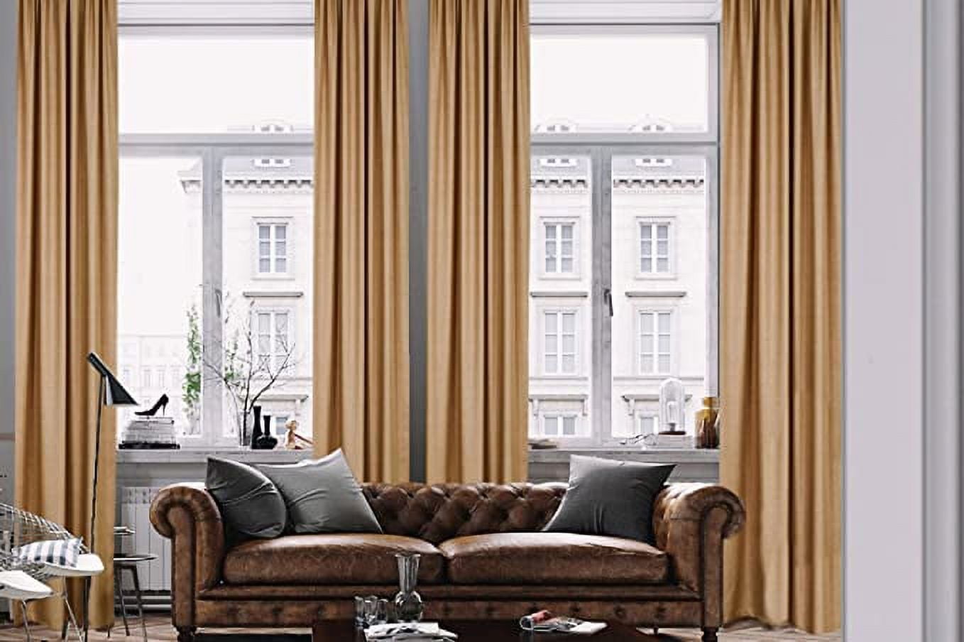 3S Brother's Home Decorative Beige Curtains Extra Wide Extra Long Luxury Colors Linen Look Custom Made 5-25 Feet Made in Turkey Hang Back Tab ( 1 Panel ) Home Décor (100"Wx156"L)