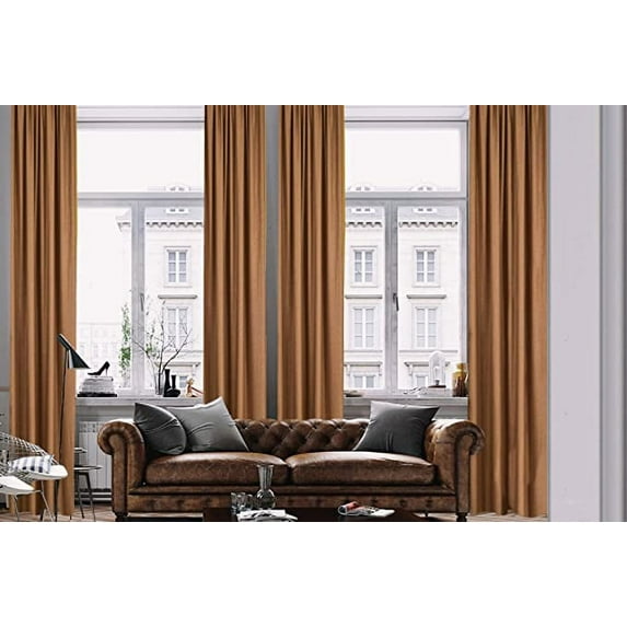 3S Brother's Home Decorative Cappuccion Curtains Extra Wide Extra Long Luxury Colors Linen Look Custom Made 5-25 Feet Made in Turkey Hang Back Tab ( 1 Panel ) Home Décor (100"Wx84"L)