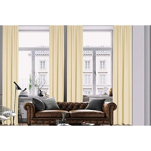 3S Brother's Home Decorative Cream Curtains Extra Wide Extra Long Luxury Colors Linen Look Custom Made 5-25 Feet Made in Turkey Hang Back Tab ( 1 Panel ) Home Décor (52"Wx180"L)
