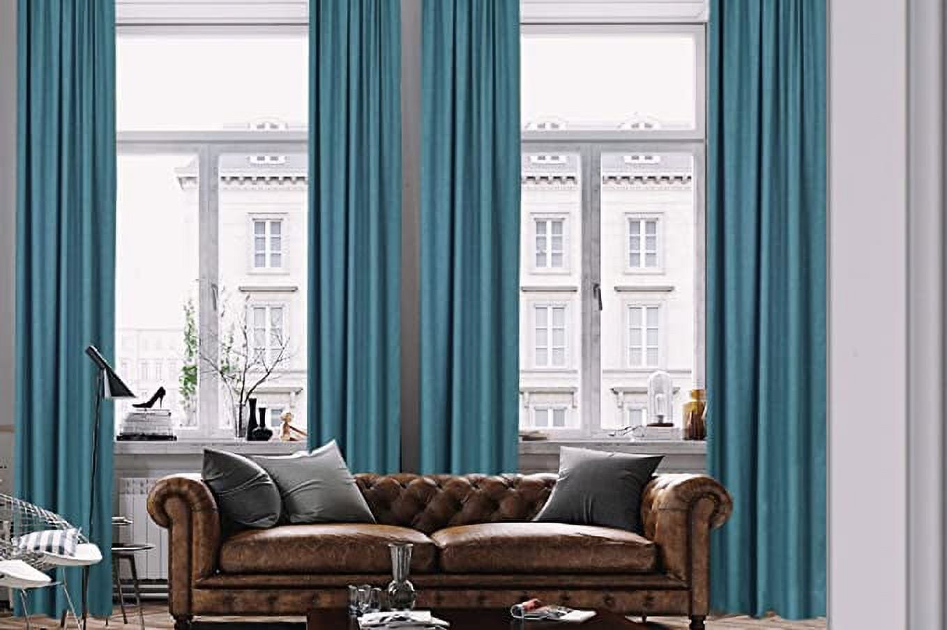 3S Brother's Home Decorative Indigo Blue Curtains Extra Wide Extra Long Luxury Colors Linen Look Custom Made 5-25 Feet Made in Turkey Hang Back Tab ( 1 Panel ) Home Décor (52"Wx108"L)