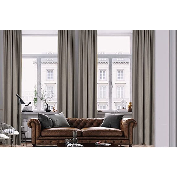 3S Brother's Home Decorative Light Grey Curtains Extra Wide Extra Long Luxury Colors Linen Look Custom Made 5-25 Feet Made in Turkey Hang Back Tab ( 1 Panel ) Home Décor (100"Wx84"L)