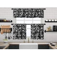 thumbnail image 1 of 3S Brother's Kitchen Valance BOHO Printed Set of 3 Hanging Rod Pocket & Back Tab Window Décor Valances Tiers Café Curtains -Made in Turkey 0029(Black 50"x14" Valance - 2 Tiers 24"x36"), 1 of 4