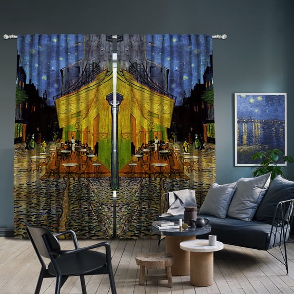 3S Brother's Modern Kids Room Vincent Van Gogh-Caffe Set of 2 Curtain Panels Hanging Back Tap & Rod Pocket Room Darkening Blackout Thermal Insulated Noise-Reducing Home Deco Multicolor 1 Panel 52"x63"