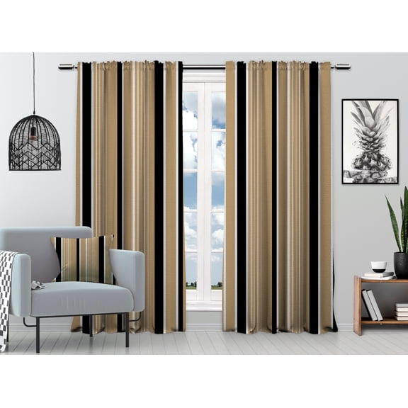 3S Brother's Multicolor Mexican Serape Inspired Stripes 3D Vertical Lines Latino Design Illustration Digital Printed Curtain Set of 2 Hanging Rod Pocket and Back Tap Decorative Fabric (52"x36" Each)