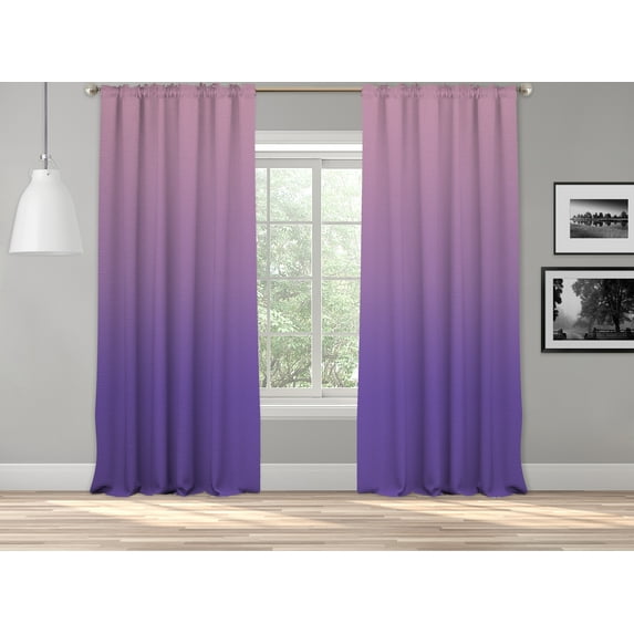 3S Brother's Ombre Gradient Window Curtains Extra Long Dip Dye Curtain set of 2 Hanging Rod Pocket Luxury for Bedroom Multicolor Horizontal Shades Tone Curtain Panel Pink-Purple (52"x36" Each)