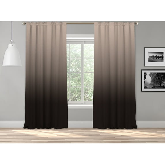 3S Brother's Ombre Gradient Window Curtains Extra Long Dip Dye Curtain set of 2 Hanging Rod Pocket Luxury for Bedroom Multicolor Horizontal Shades Tone Curtain Panel Cream-Brown (52"x36" Each)