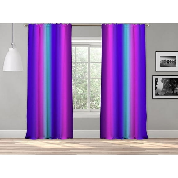 3S Brother's Ombre Gradient Window Curtains Extra Long Dip Dye Curtain set of 2 Hanging Rod Pocket Luxury for Bedroom Multicolor Horizontal Shades Tone Curtain Panel Multicolor (52"x84" Each)
