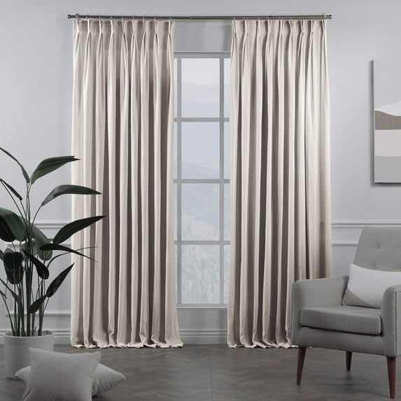 3S Brother's Pinch Pleated Linen Texture Drapes Home Décor Single Panel Custom Made Window Curtains - Made in Turkey - Cream ( 52" W x 120" L )