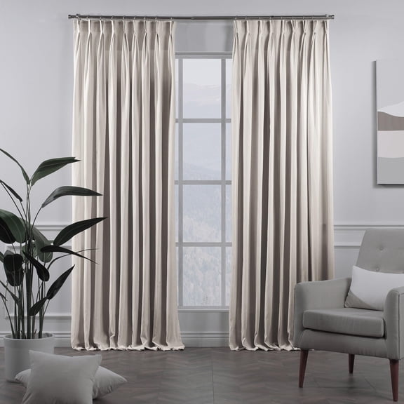 3S Brother's Pinch Pleated Linen Texture Drapes Home Décor Single Panel Custom Made Window Curtains - Made in Turkey - Cream ( 52" W x 204" L )