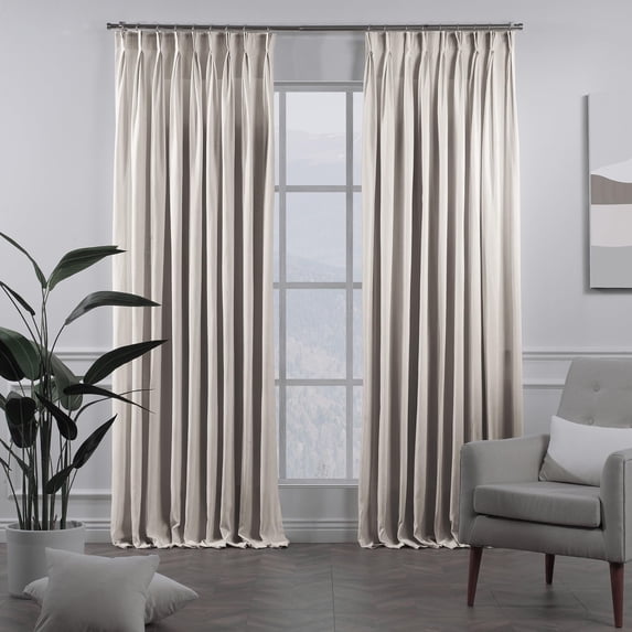 3S Brother's Pinch Pleated Linen Texture Drapes Home Décor Single Panel Custom Made Window Curtains - Made in Turkey - Cream ( 52" W x 63" L )