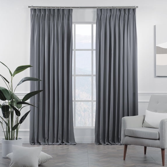3S Brother's Pinch Pleated Linen Texture Drapes Home Décor Single Panel Custom Made Window Curtains - Made in Turkey - Light Grey ( 52" W x 63" L )