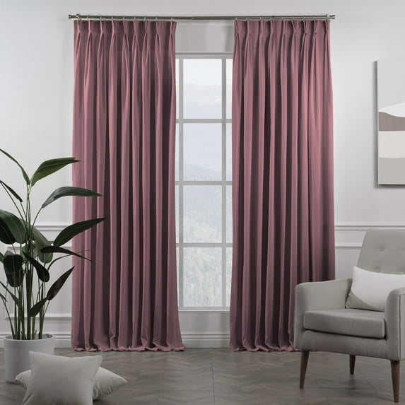 3S Brother's Pinch Pleated Linen Texture Drapes Home Décor Single Panel Custom Made Window Curtains - Made in Turkey - Rose Pink ( 100" W x 216" L )