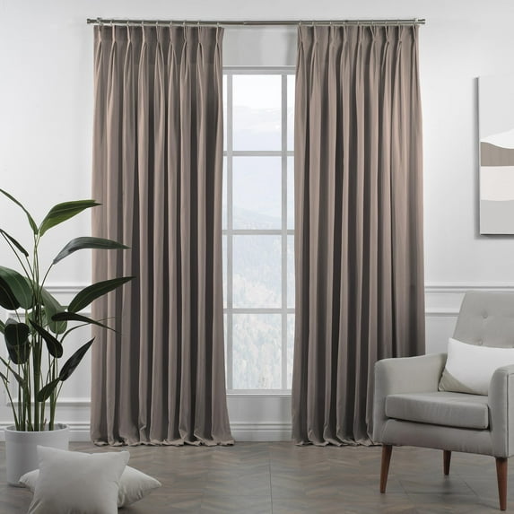 3S Brother's Pinch Pleated Linen Texture Thermal Insulated 100% Blackout Noise Reducing Single Panel Custom Made Curtains - Made in Turkey - Barley ( 52" W x 120" L )