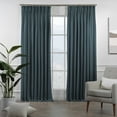 thumbnail image 1 of 3S Brother's Pinch Pleated Linen Texture Thermal Insulated 100% Blackout Noise Reducing Single Panel Custom Made Curtains - Made in Turkey - Blue ( 52" W x 84" L ), 1 of 3