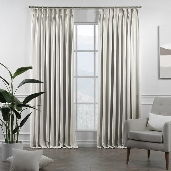 3S Brother's Pinch Pleated Linen Texture Thermal Insulated 100% Blackout Noise Reducing Single Panel Custom Made Curtains - Made in Turkey - Ecru ( 52" W x 120" L )