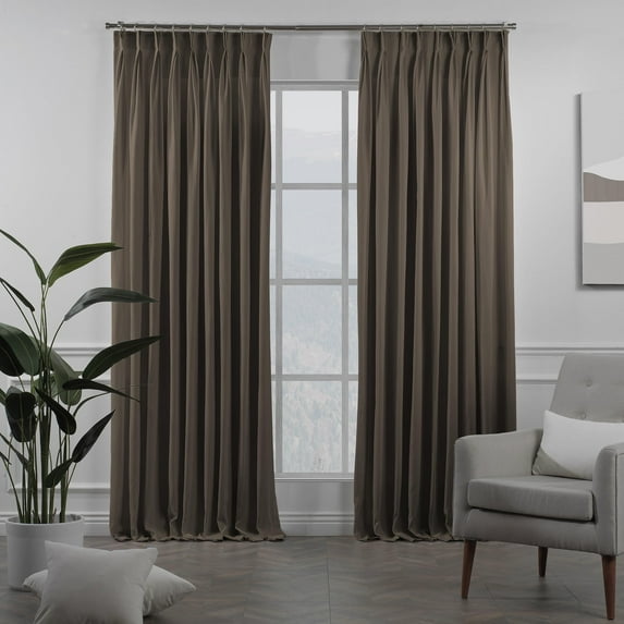 3S Brother's Pinch Pleated Linen Texture Thermal Insulated 100% Blackout Noise Reducing Single Panel Custom Made Curtains - Made in Turkey - Mink ( 100" W x 120" L )