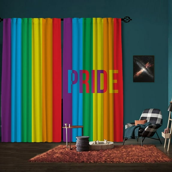 3S Brother's Pride Curtains Rainbow Colored LGBTQ Flag of Gay Parade Freedom Equality Love Passion Theme Home Décor Windows Drapes Set of 2 - Made in Turkey Each Panel(52"Wx63"L)