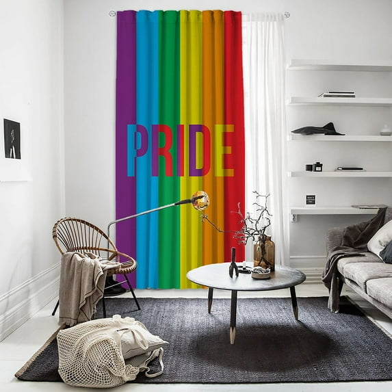 3S Brother's Pride Curtains Rainbow Colored LGBTQ Flag of Gay Parade Freedom Equality Love Passion Theme Home Décor Windows Drapes Single Curtain Panel - Made in Turkey (52"Wx108"L)