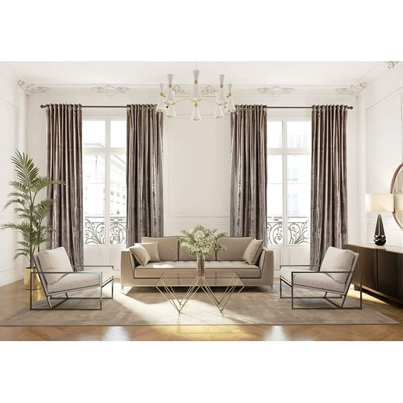 3S Brother's Rice Extra Long Shiny Velvet Curtains Luxury Colors Light Blocking Hang Back Tab & Rod Pocket 1 Panel Curtain 5-30 Ft Home Décor Custom Made Drapes -Made in Turkey(52"W X 132"L)