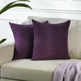 thumbnail image 1 of 3S Brother's Solid Color Cushion Cover Velvet Look Home Décor Throw Pillow Case with Invisible Zipper Set of 2 Pieces for Chair Couch Bedroom & Livingroom Décor Pillowcase - Purple 18"x18" Each, 1 of 9