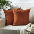 thumbnail image 1 of 3S Brother's Solid Color Cushion Cover Velvet Look Home Décor Throw Pillow Case with Invisible Zipper Set of 2 Pieces for Chair Couch Bedroom & Livingroom Décor Pillowcase - B-Orange 26"x26" Each, 1 of 9