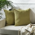 thumbnail image 1 of 3S Brother's Solid Color Cushion Cover Velvet Look Home Décor Throw Pillow Case with Invisible Zipper Set of 2 Pieces for Chair Couch Bedroom & Livingroom Décor Pillowcase - Olive Green 26"x26" Each, 1 of 9