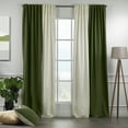 thumbnail image 1 of 3S Brother's Solid Combined Mix and Match 4 Panels Curtains with 2 Color Combination Velvet Look Hanging Back Tap & Rod Pocket Bedroom Office Windows Luxury Home Decoration 28"x84" Cream-Forest Green, 1 of 7